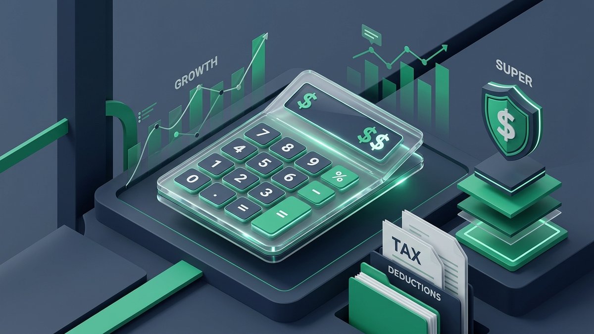 Australian Take-Home Pay Calculator engine interface displaying Stage 3 tax brackets, 12% superannuation guarantee, and net wage calculations